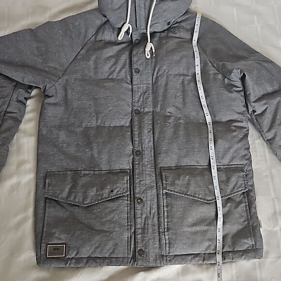 Vans Men's Puffy Zip-Up Hoodie Spring Jacket Gray Medium - Picture 14 of 16